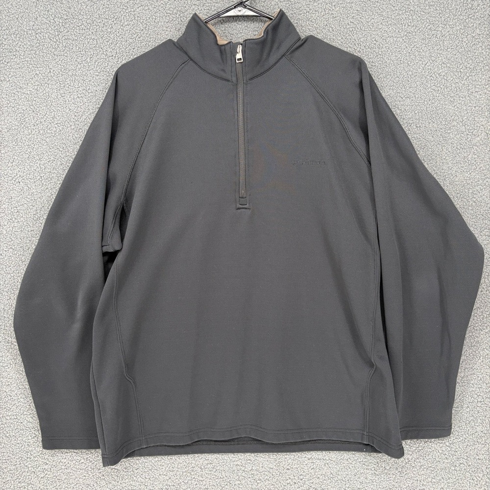 Columbia Mens XL Quarter Zip Pullover Gray Waffle Knit Fleece XM2266 Activewear